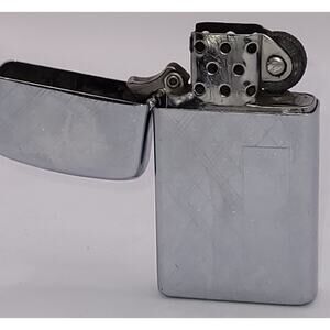 1977 Zippo Slim III II Plaid Front Stripe Back Lighter‎ Engraving Blank Vintage